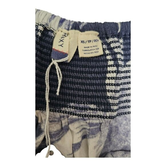 Roxy Blouse Top Women XS Off The Shoulders Moon Sapphire Blue Boho Peasant - Picture 6 of 12